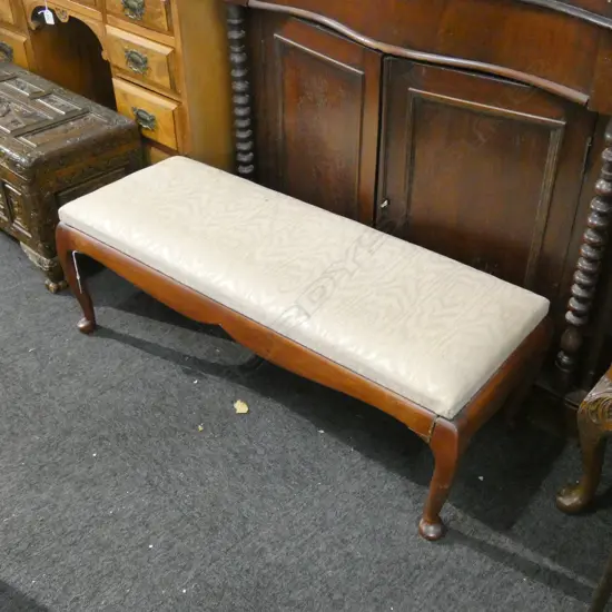 LONG MAHOGANY STOOL, REPAIRS L 1000 MM