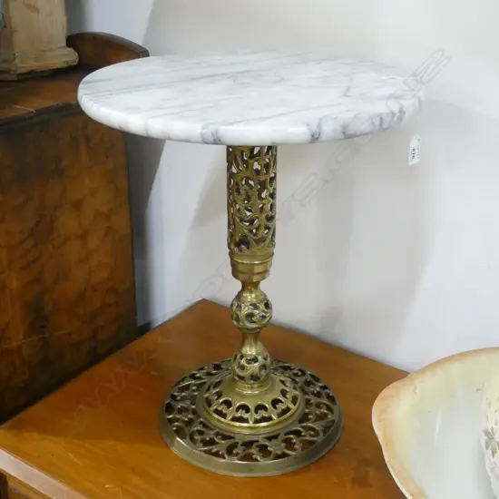 MARBLE TOPPED SIDE TABLE 385mm dia