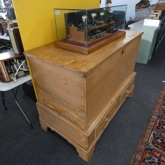 ANTIQUE PINE MULE CHEST w. 2 DRAWERS...