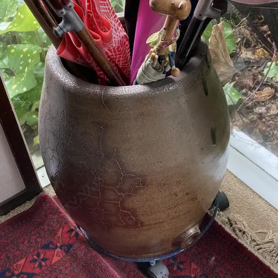 LARGE NZ COLONIAL POTTERY SALT GLAZE KEG / BRINING POT