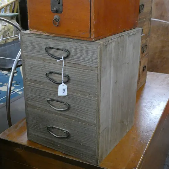 OLD JAPANESE SMALL COLLECTOR'S CHEST 4 DRAWER...