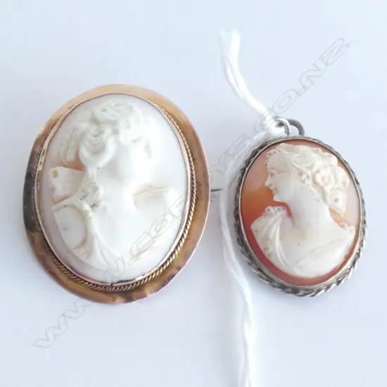 9CT GOLD FRAMED CAMEO & SILVER FRAMED CAMEO