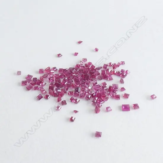 10CT FACETED RUBIES, SQUARE
