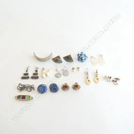 ASST EARRINGS ETC SILVER ETC. MARCASITE BROOCH