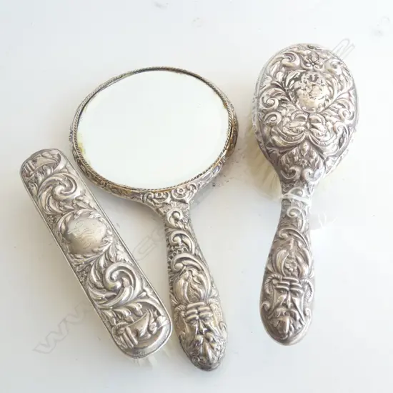 3 PCE STG SILVER DRESSING SET; B'HAM 1974