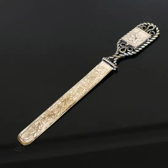 Silver Plate Letter Opener, together with single stamp compartment in the handle