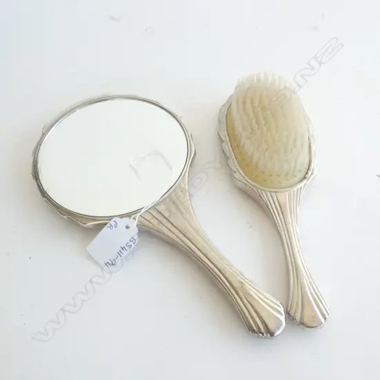 ART DECO CHROME HAND BRUSH & MIRROR 