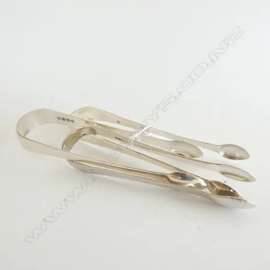 3 STG SILVER SUGAR TONGS 108 GRAMS