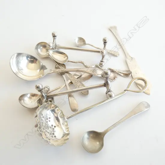 BOX SILVER & S/PLATE SMALL CUTLERY ITEMS. 2 INDIAN...