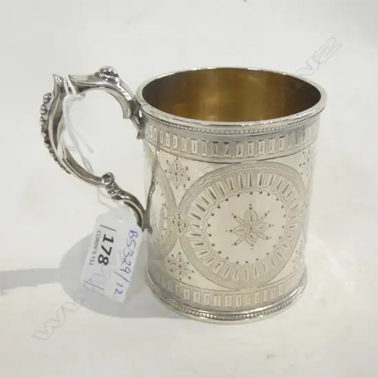 STG SILVER CHRISTENING MUG, B'HAM 1872 137 GRAMS