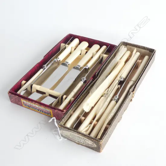 2 BOXES BONE HANDLED KNIVES