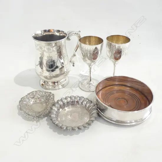 6 PCES SILVERWARE INCL. STG SILVER PIN DISH