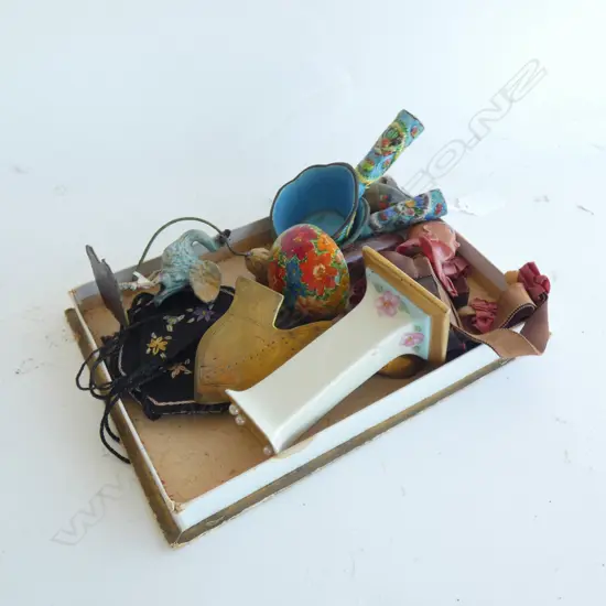 SM TRAY COLLECTABLES; DOLL MATCHBOX HOLDER; HAT PIN HOLDER ETC.