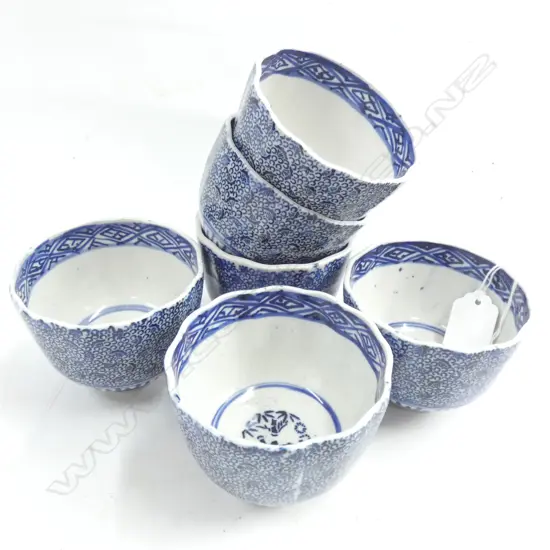  6 EARLY 1900’S ORIENTAL TEA CUPS STENCIL PRINTED H62mm