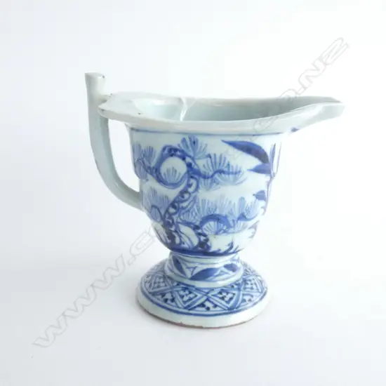 OLD CHINESE B & W CERAMIC OIL LAMP JUG FORM H.100mm