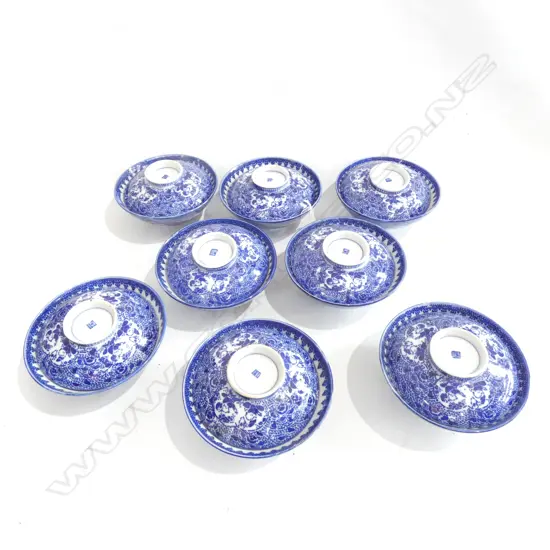 8 STENCIL PRINT EARLY 1900’S RICE BOWLS H65 D123mm