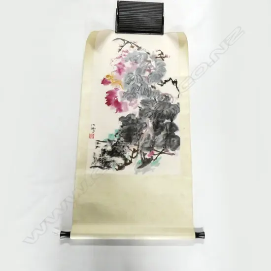 CHINESE SCROLL PAINTED BY JIANG XUE 'FLOWERS'