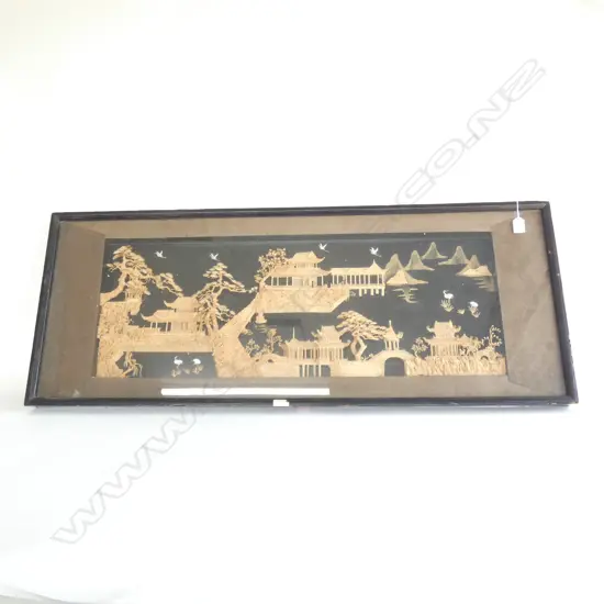 LG ORIENTAL FRAMED BARK PICTURE 1150 X 450MM