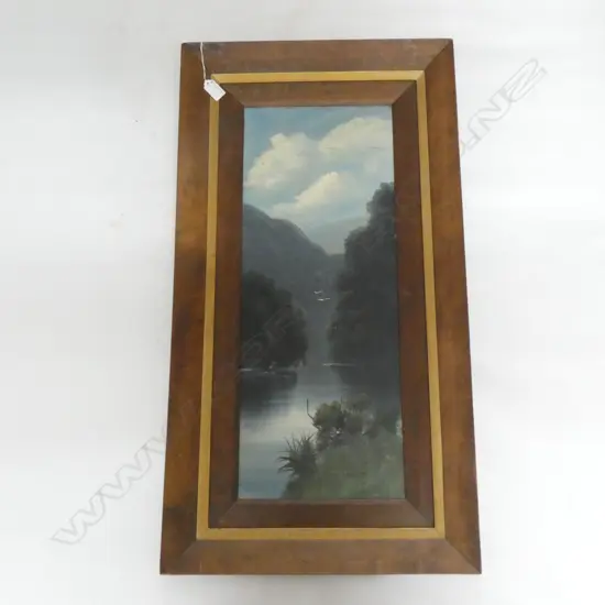 PAUL WREN 'WAIRAU RIVER' COLONIAL OIL IN ORIG. OAK FRAME 625x240mm