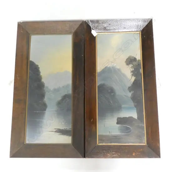 2 PAUL WREN COLONIAL LANDSCAPE OILS 'MILFORD SOUND' & 'MOTUEKA RIVER' 590x235mm