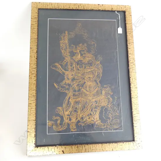 OLD CHINESE GILDED PAINTING DOOR GOD