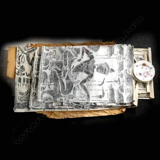 NINE ANGKOR CHARCOAL TEMPLE RUBBINGS 