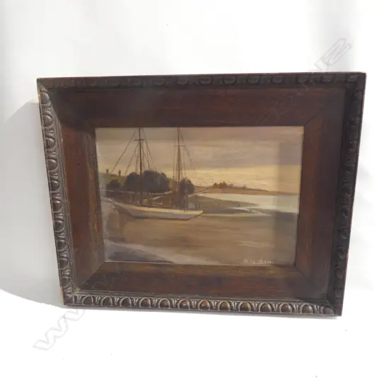 OIL ON BOARD JANE GIFFORD SCOWL AT MAHURANGI, SIGNED...