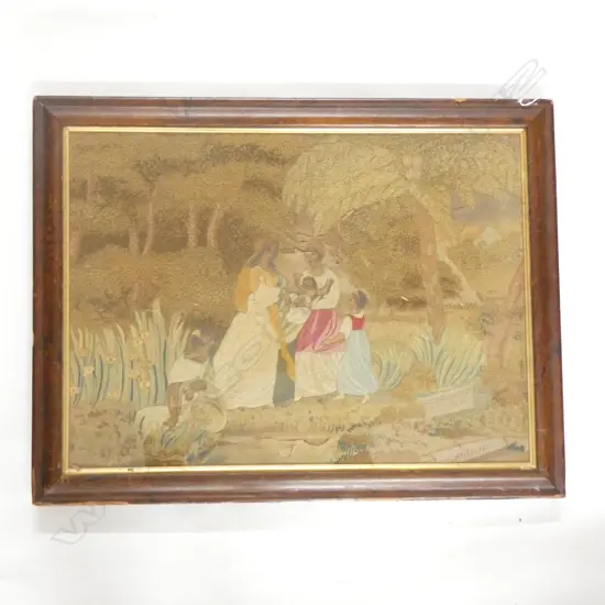 OLD FRAMED TAPESTRY; A/F 440 X 590MM