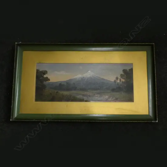 PAUL WREN COLONIAL LANDSCAPE OIL 'MT EGMONT' 245x615mm