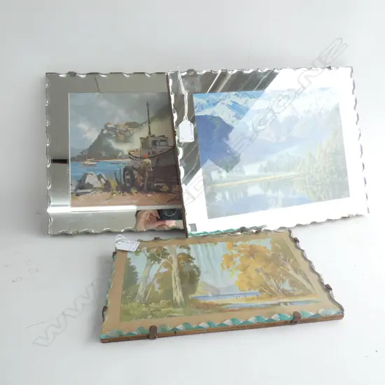 3 VINTAGE PICTURE MIRRORS 290x370mm