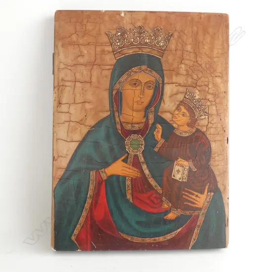 PAINTED WOODEN EASTERN EUROPEAN RELIGIOUS ICON 260x195mm