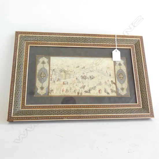 ORIENTAL PAINTING ON IVORY 260 X 120MM INLAID FRAME