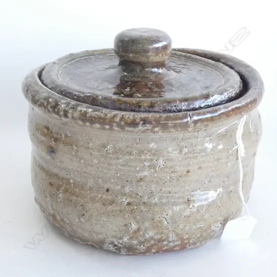 JAPANESE? SALT GLAZED LIDDED CONTAINER 200mm dia