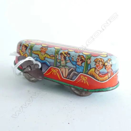 VINTAGE TIN WIND UP TOY BUS L.95mm