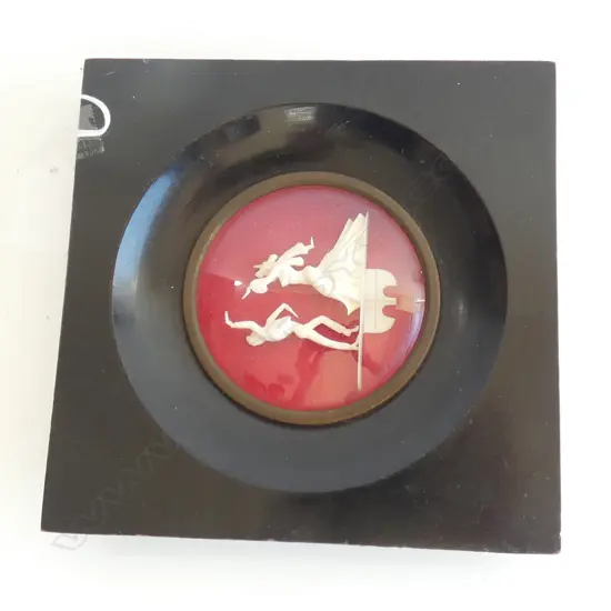 OLD IVORY CARVING DANCING TANGO COUPLE EBONISED FRAME 160x160mm