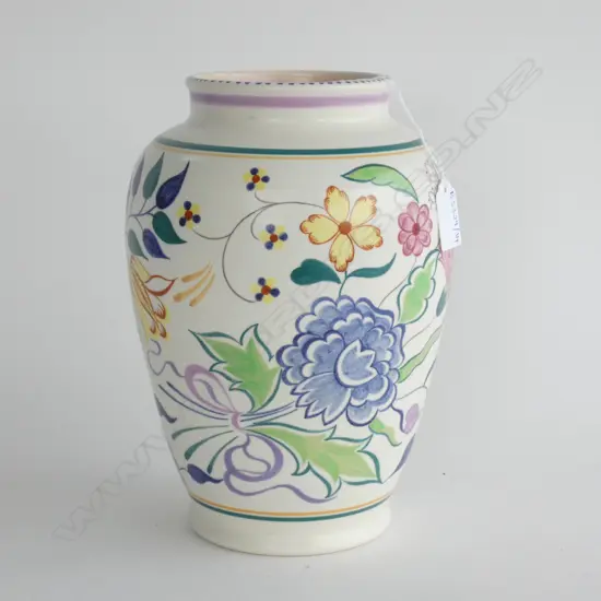 LARGE HAND PAINTED POOLE VASE H.245mm