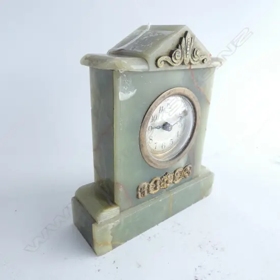 GREEN ONYX BEDSIDE CLOCK H.155mm AF