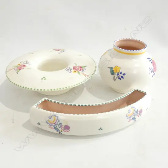 3 HAND PAINTED POOLE VASES 180mm dia