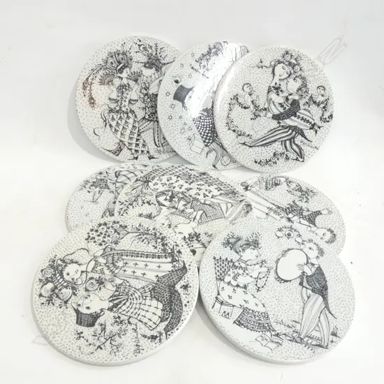 8 NYMOLLE DENMARK BJORN WIINBLAD MONTH PLAQUES 150mm dia