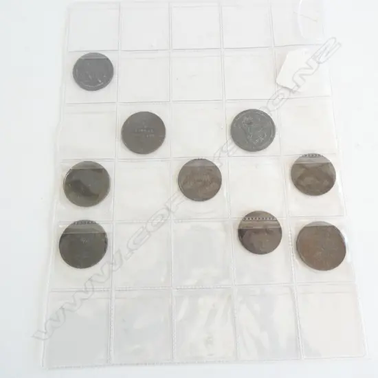 9 NZ COLONIAL TOKEN COINS