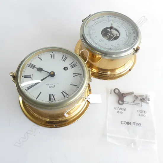SCHATZ ROYAL MARINER BRASS SHIPS CLOCK & BAROMETER...