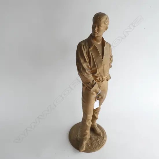 GOLD / BRONZE SPELTER MALE FENCING FIGURE AFTER CHARLES MASSE (1855-1913) H.540mm