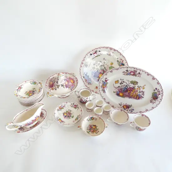 MASON IRONSTONE 21PC PART DINNER SERVICE FRUIT BASKET PAT