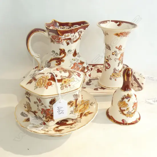 6PCS  MASONS IRONSTONE, BROWN VELVET PATTERN