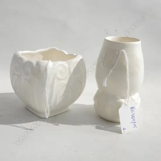 2 CROWN LYNN WHITEWARE VASES; #506 & 'ROTORUA' H.80mm