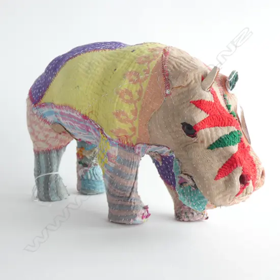 OLD STICHED RAG COVERED HIPPOPOTAMUS L.280mm