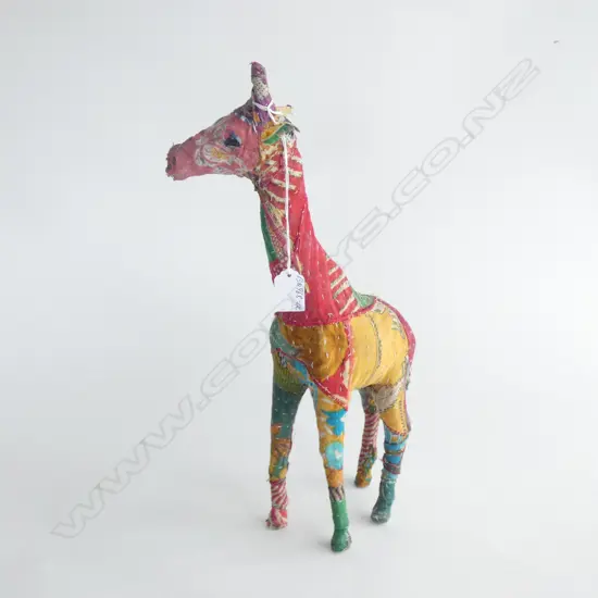 OLD STICHED RAG COVERED GIRAFFE H.440mm