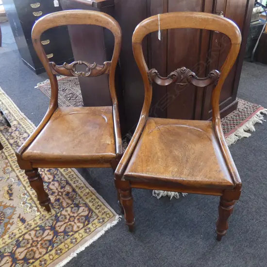 2 ALL WOOD VICTORIAN BALLOON BACK CHAIRS