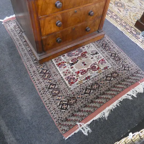 FINELY HAND KNOTTED CAUCASIAN WOOL & SILK RUG...