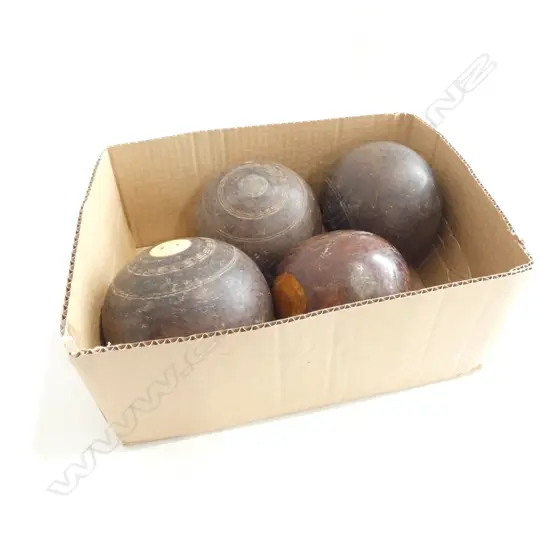 4 OLD BOWLING BALLS 